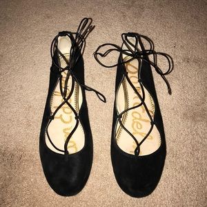 Sam Edelman Black Lace Up Flats